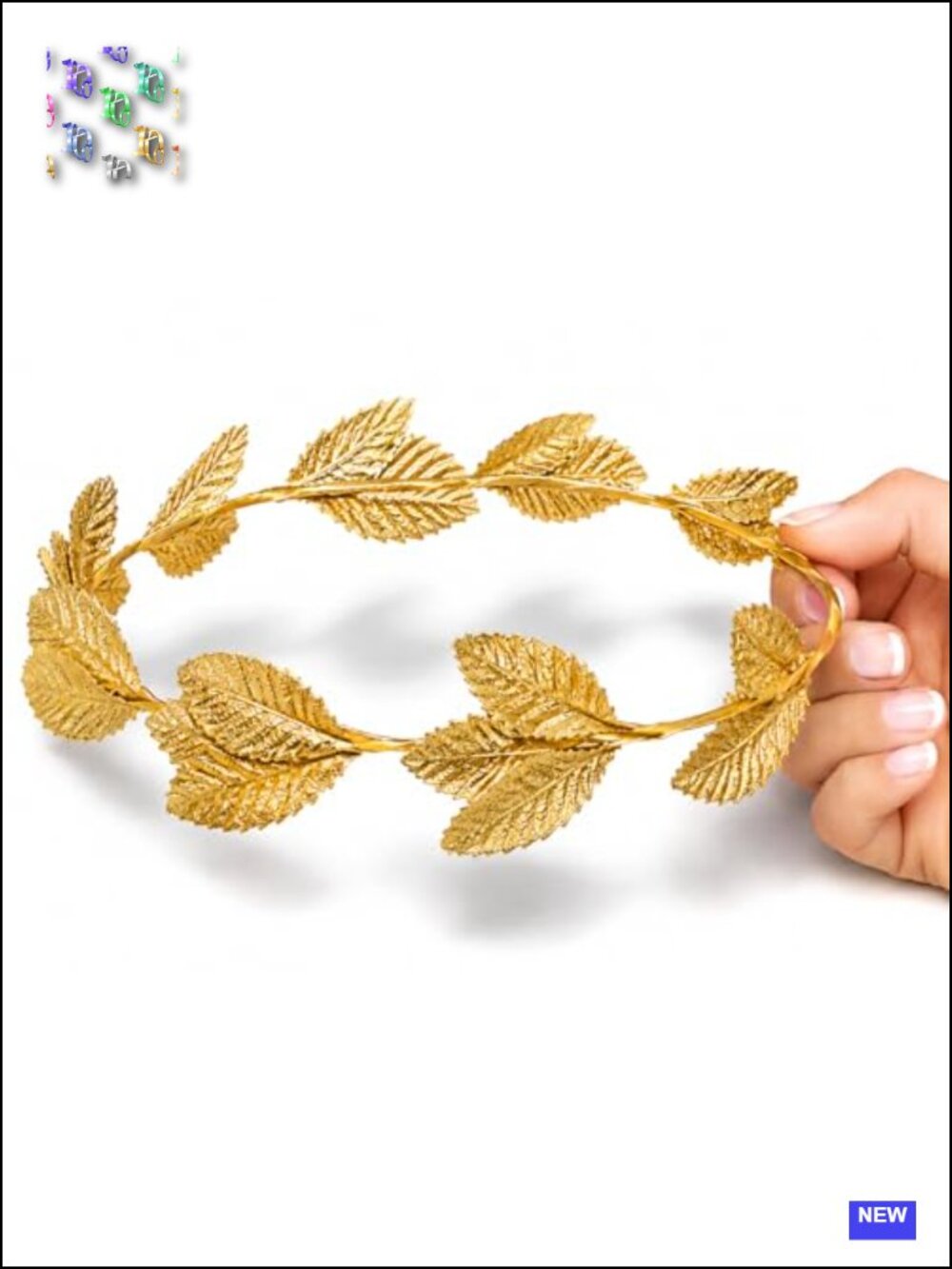 Gold Roman Laurel Wreath Headband - Adjustable Metal Emperor Crown Circlet for